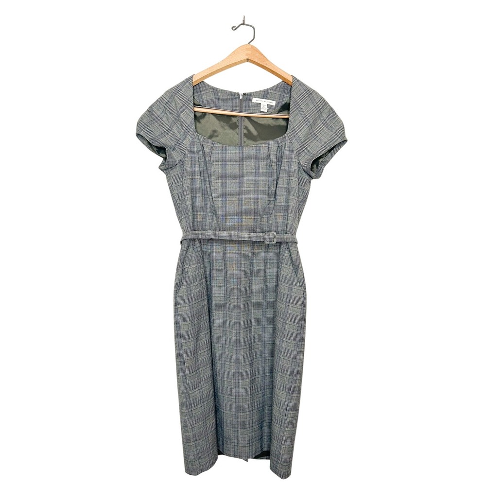 Banana Republic Womens Classic Grey Plaid Business Casual Sheath Mini Dress 8